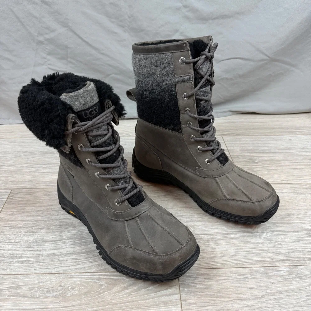 UGG Adirondack II Winter Boots Gray 1014387 Waterproof Sz 11‎ Wool Fur Lined